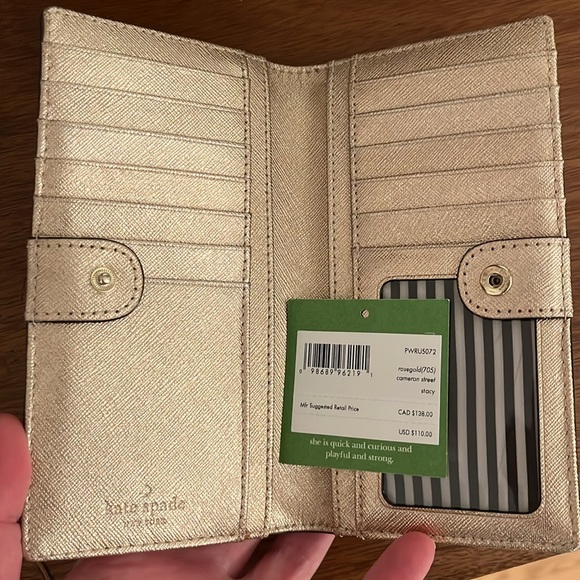 Kate Spade Cameron Street Stacy Bifold Wallet in Rose Gold - Picture 3 of 8